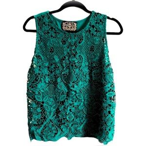 James Coviello Teal Lace Tank Top